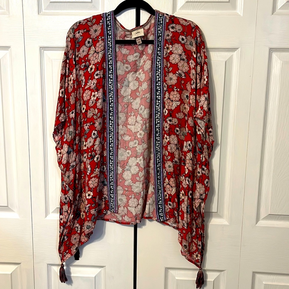 🎯 EUC Knox Rose for Target Red Floral Wrap/Kimono - XL/XXL